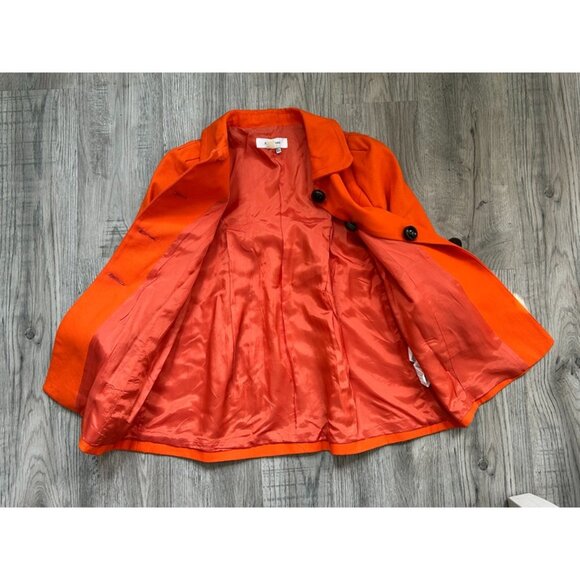 Zara Basic Women's Orange 3/4 Sleeve Button Front Swing Jacket Coat Size Medium - Picture 3 of 11